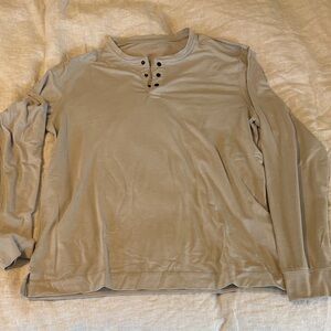 Old Navy Men's Taupe Long Sleeve Henley Shirt